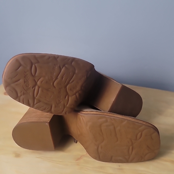 Korks KORKS EASE Marci II Natural Tan Heeled Boots Chunky Wooden Heel - Picture 10 of 13